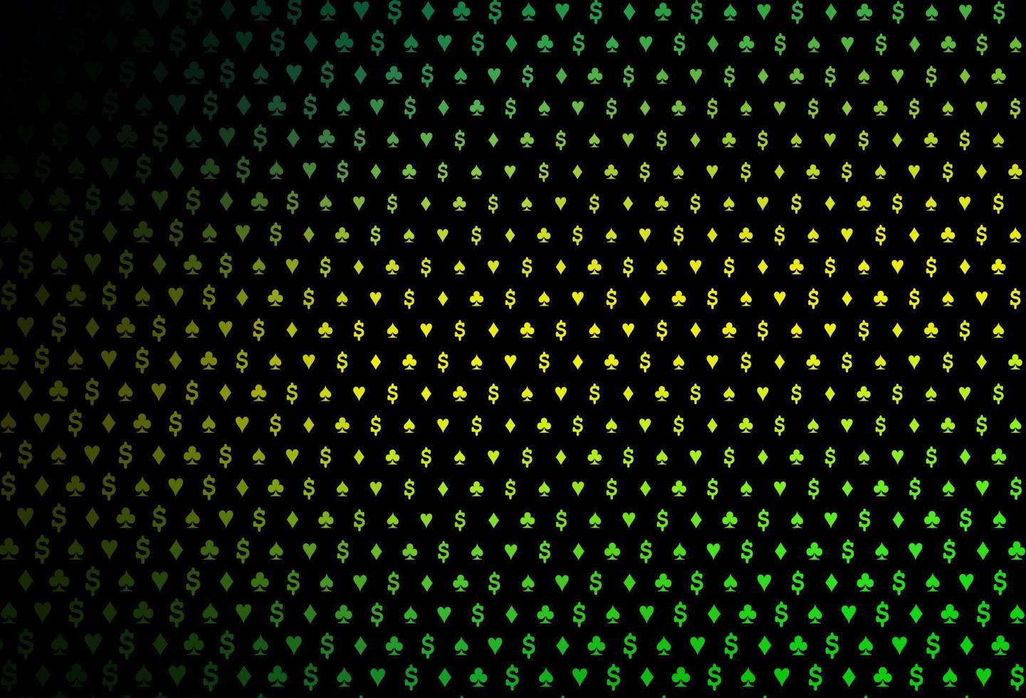 Dark green, yellow vector pattern with symbol of cards.