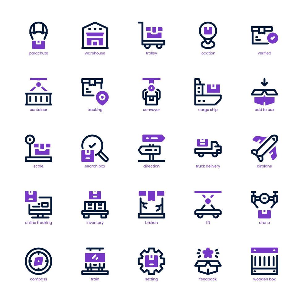 Logistic Delivery icon pack for your website, mobile, presentation, and logo design. Logistic Delivery icon mix line and solid design. Vector graphics illustration and editable stroke.