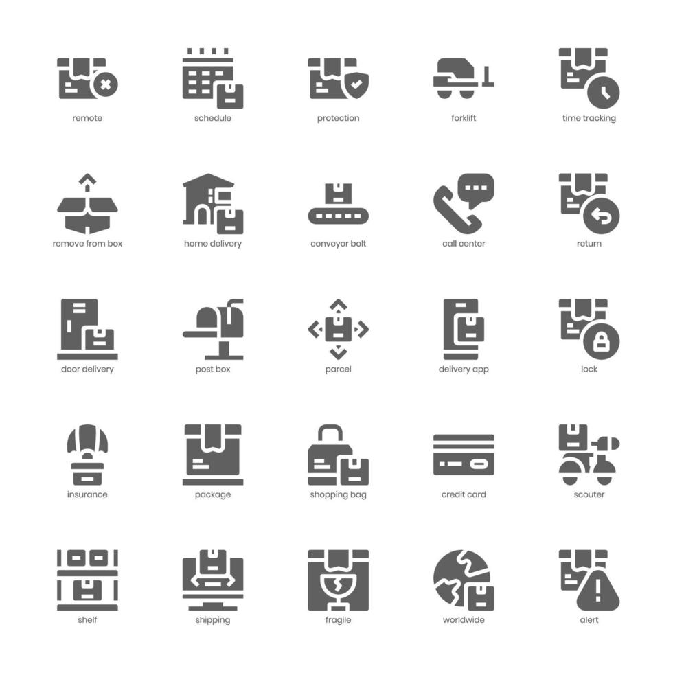 Logistic Delivery icon pack for your website, mobile, presentation, and logo design. Logistic Delivery icon glyph design. Vector graphics illustration and editable stroke.