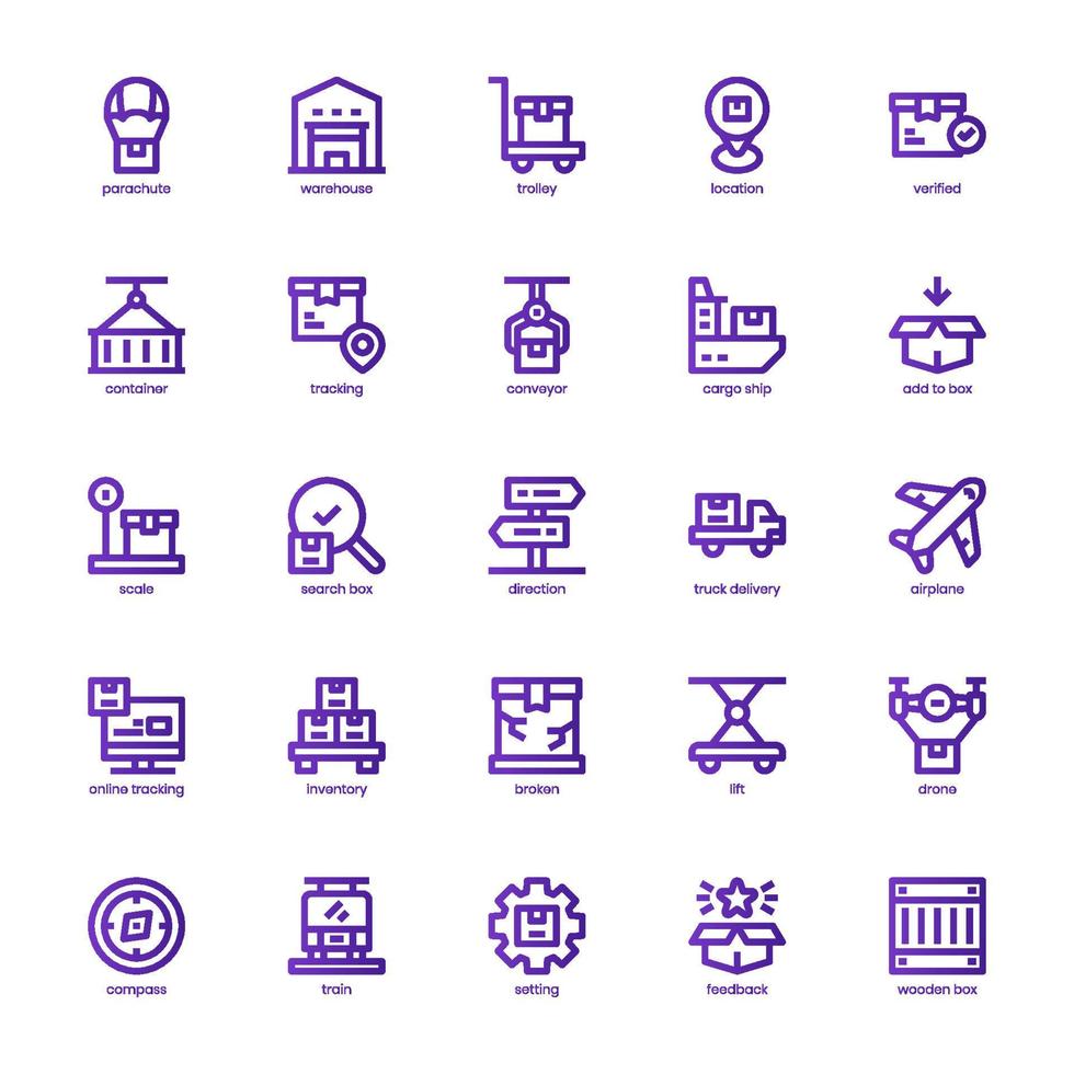 Logistic Delivery icon pack for your website, mobile, presentation, and logo design. Logistic Delivery icon basic line gradient design. Vector graphics illustration and editable stroke.