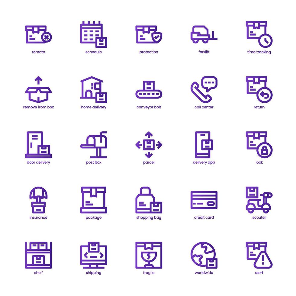 Logistic Delivery icon pack for your website, mobile, presentation, and logo design. Logistic Delivery icon basic line gradient design. Vector graphics illustration and editable stroke.