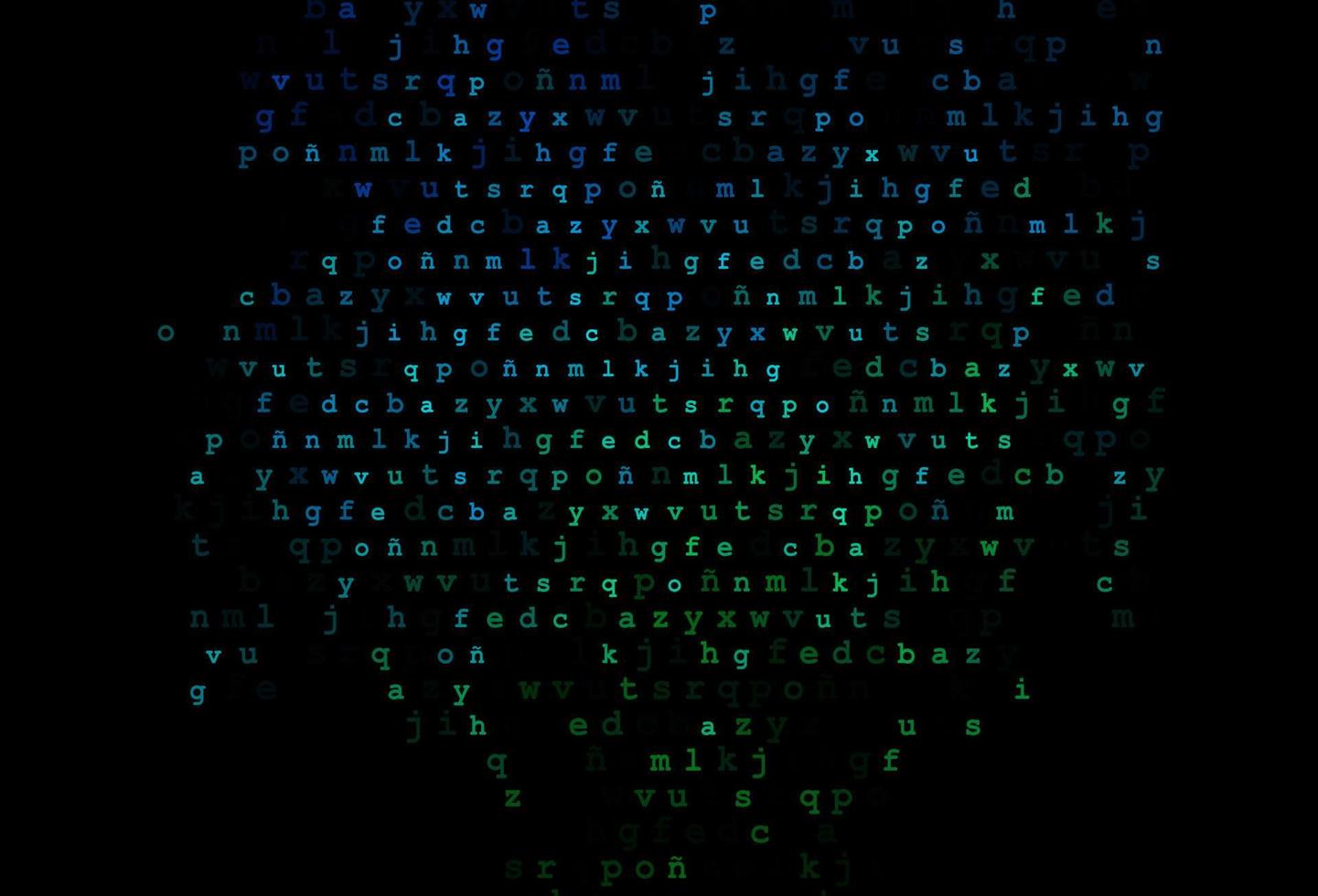 Dark blue, green vector texture with ABC characters.