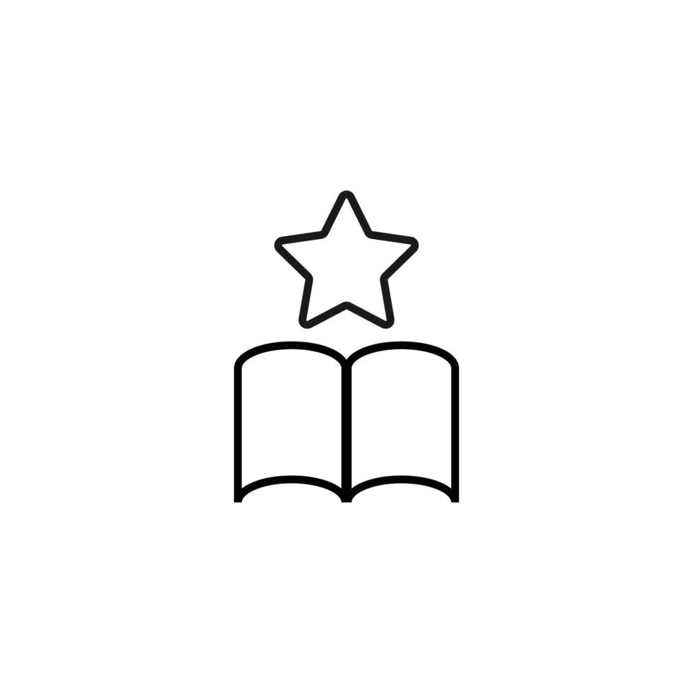 Books, fiction and reading concept. Vector sign drawn in modern flat style. High quality pictogram suitable for advertising, web sites, internet stores. Line icon of star over book