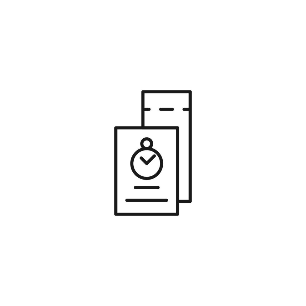 Ticket for transport and travel sign. Monochrome and minimalistic vector sign. Editable stroke. Vector line icon of timer on ticket
