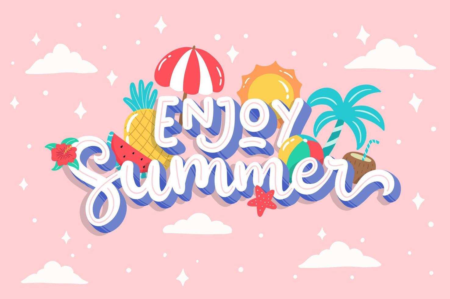 lettering summer illustration vector