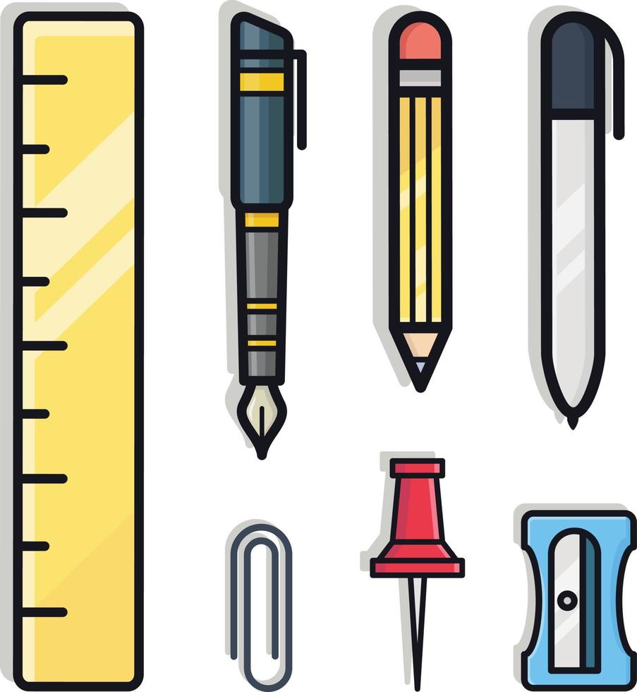 vector set of stationery tools