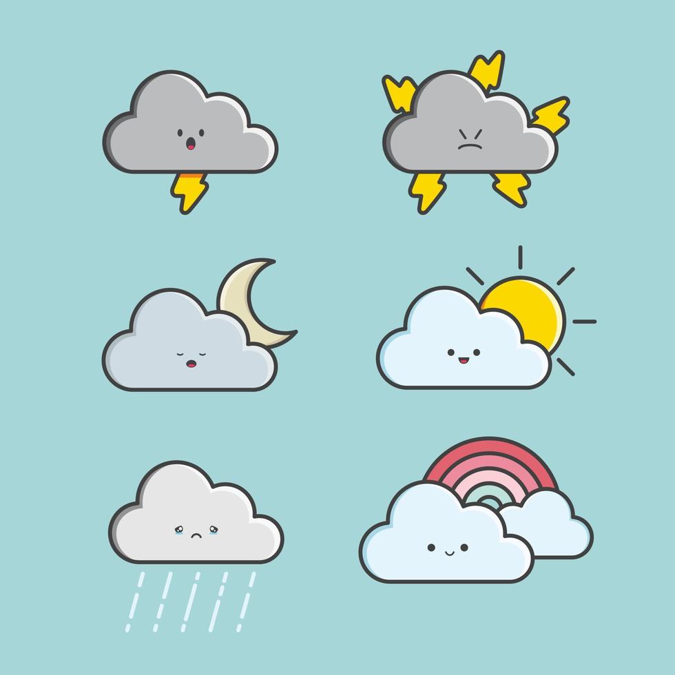 cute weather icons set vector