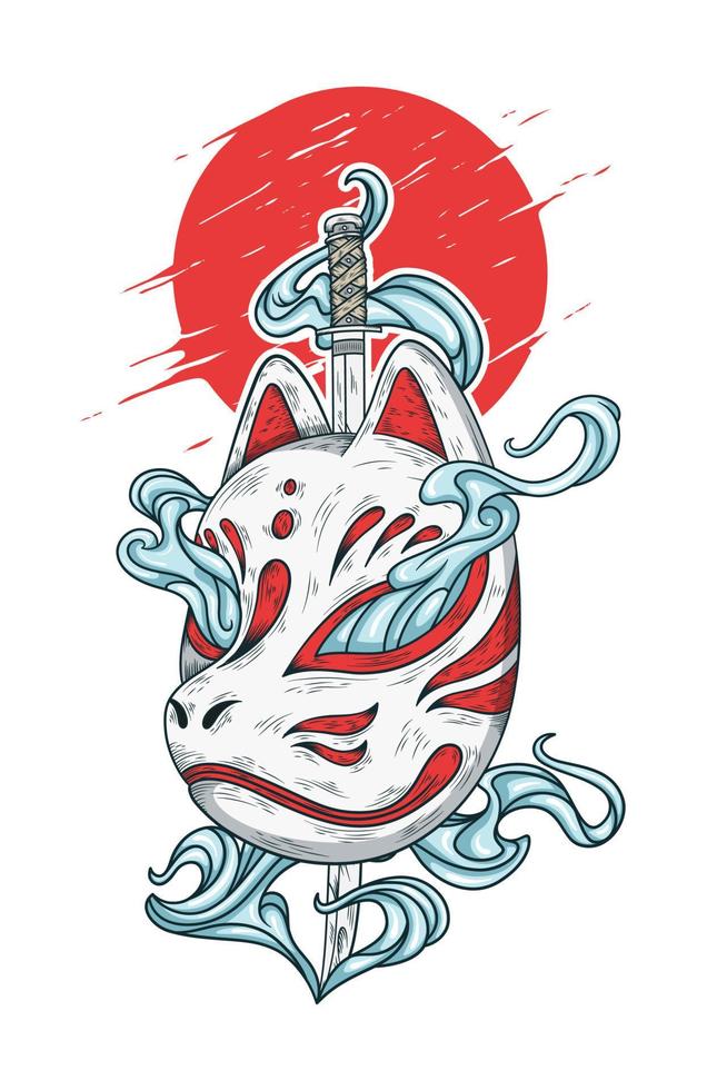 Japanese kitsune mask vector illustration