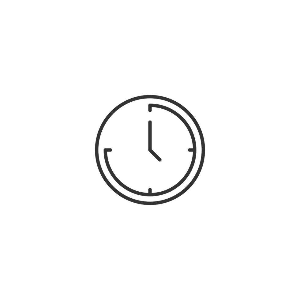 hora y reloj. ilustración minimalista dibujada con una delgada línea negra. trazo editable. adecuado para sitios web, tiendas, aplicaciones móviles. icono de línea de reloj con manecillas vector