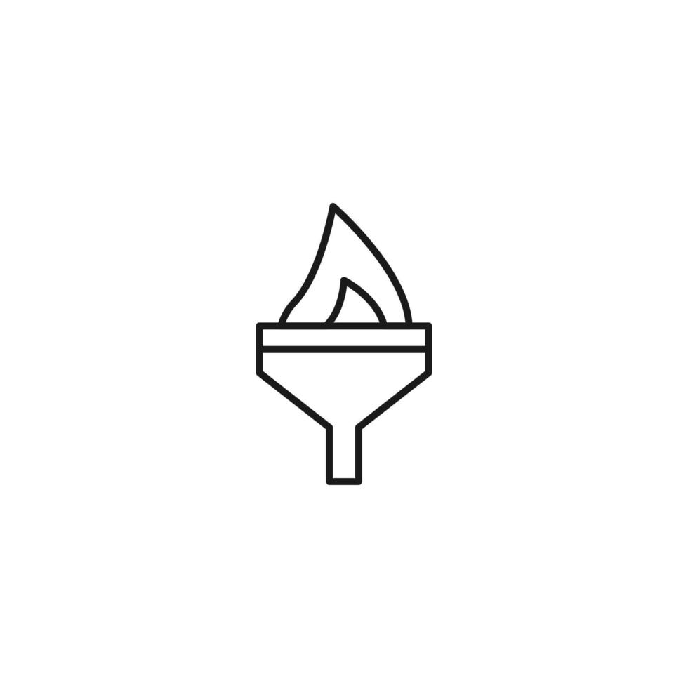 Filtration concept. Vector sign drawn with black lines. Modern symbol in flat style suitable for adverts, books, articles, web sites, apps. Line icon of flame or burn inside of funnel or vortex