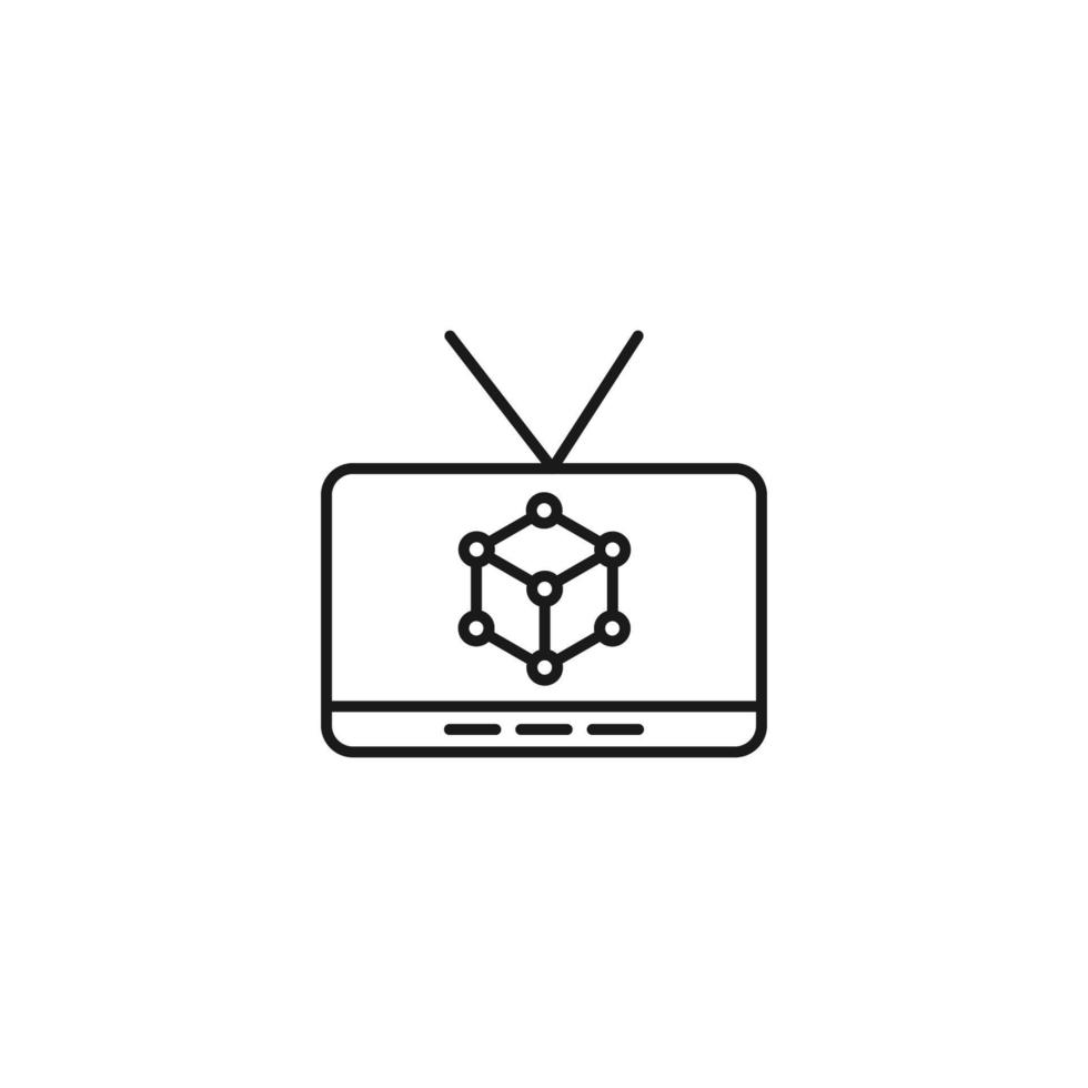 Television, tv set, tv show concept. Vector sign drawn in flat style. Suitable for sites, articles, books, apps. Editable stroke. Line icon of chemical compound on tv screen