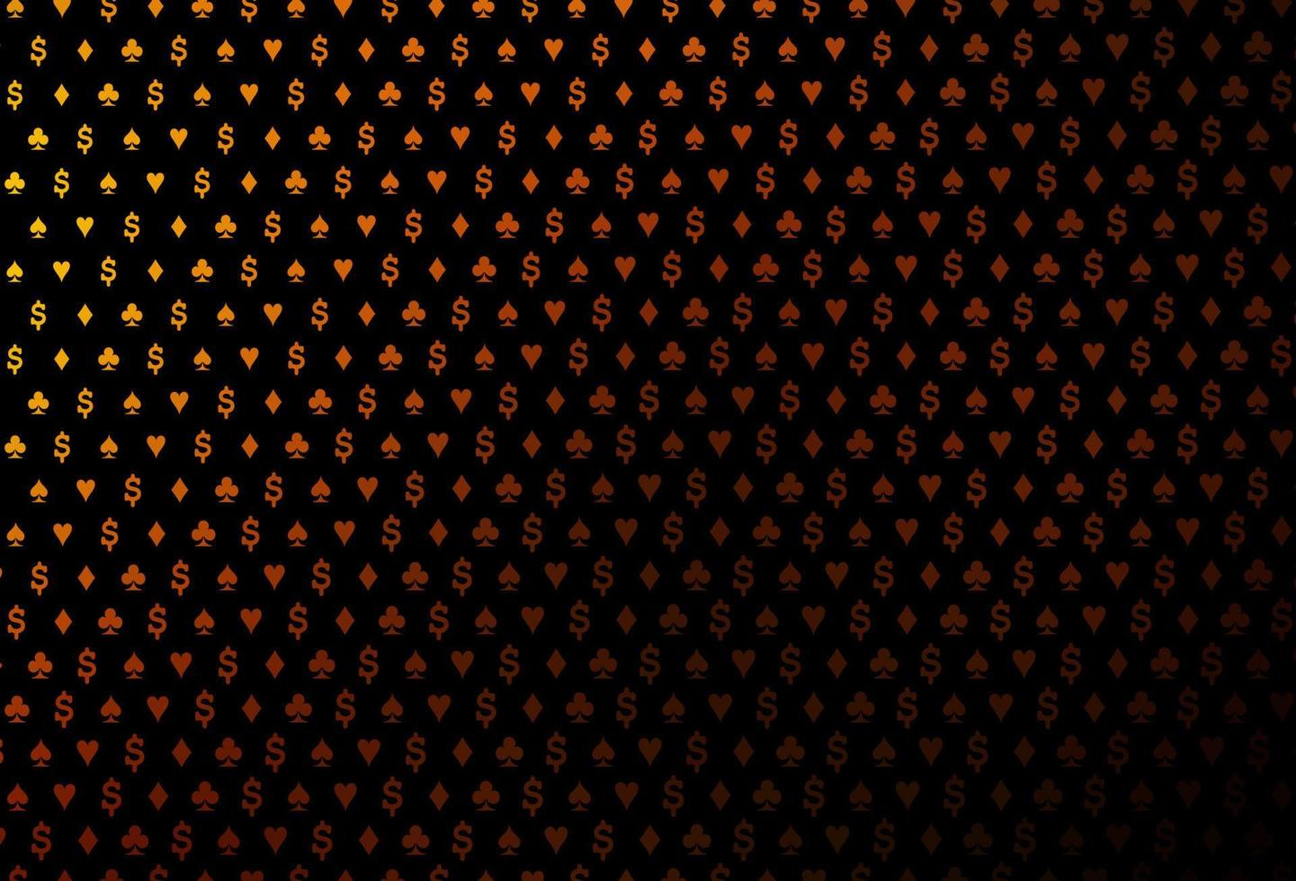 Dark orange vector cover with symbols of gamble.