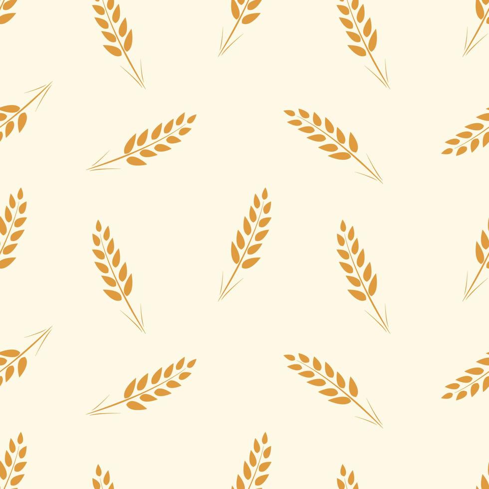Ears of ripe wheat, background seamless pattern. Vector illustration of cereal grass wallpaper