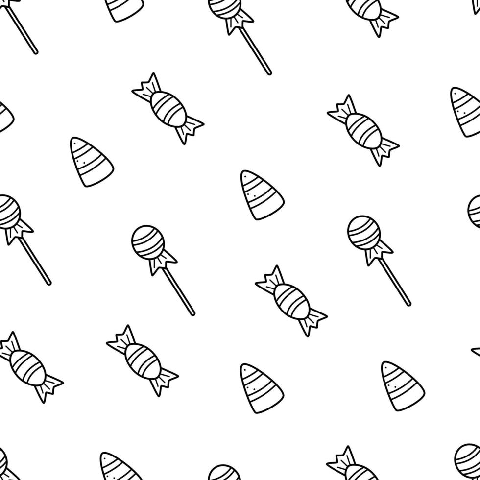 Sweet set candy lollipops, seamless doodle pattern, background wallpaper vector