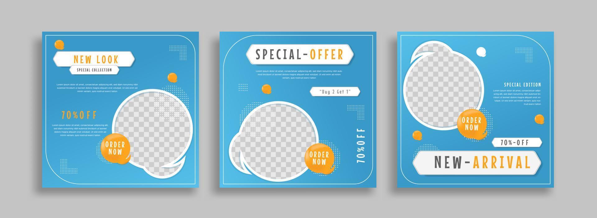 Editable minimal square banner template with geometric shapes for social media post, story and web internet ads. Vector illustration