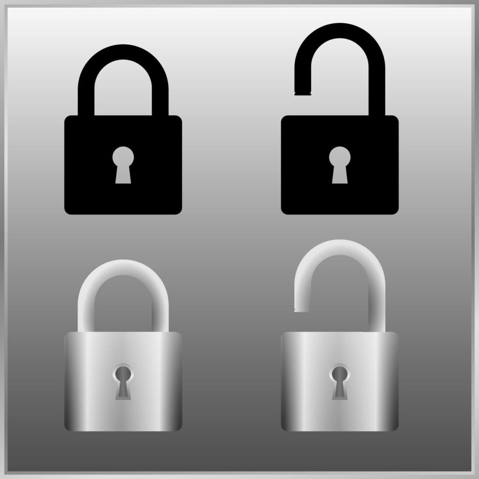 Open and Closed Padlock Icons Set vector
