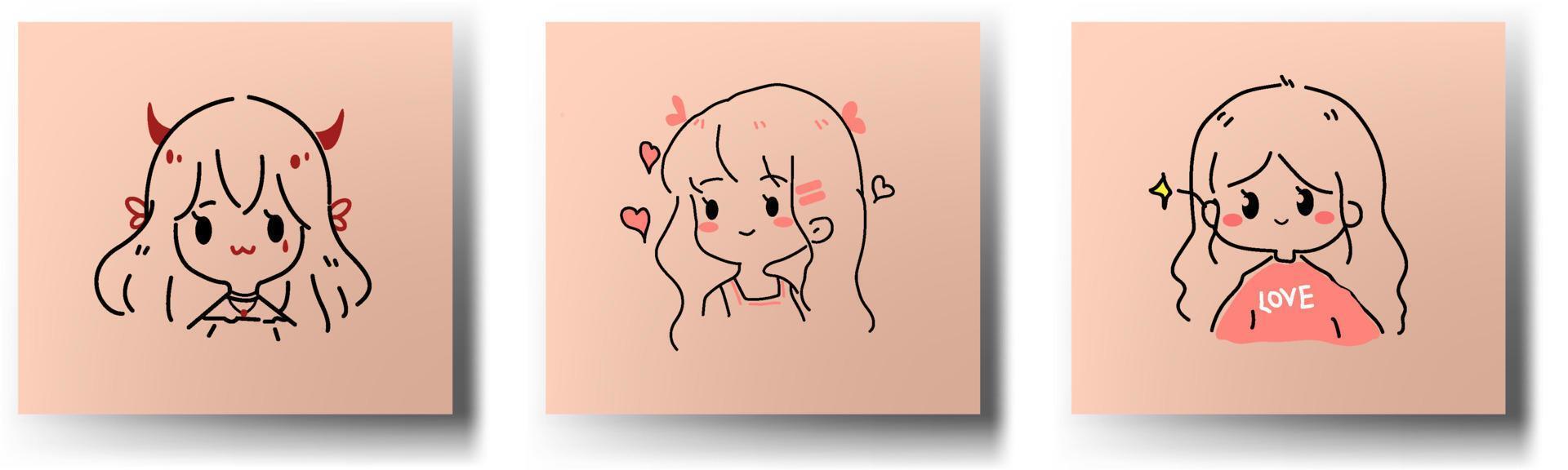 cute girl cartoon sticker vector