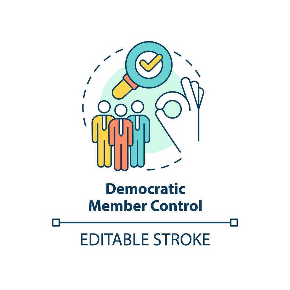 Democratic member control concept icon. Cooperative principle abstract idea thin line illustration. Equal voting rights. Isolated outline drawing. Editable stroke. vector