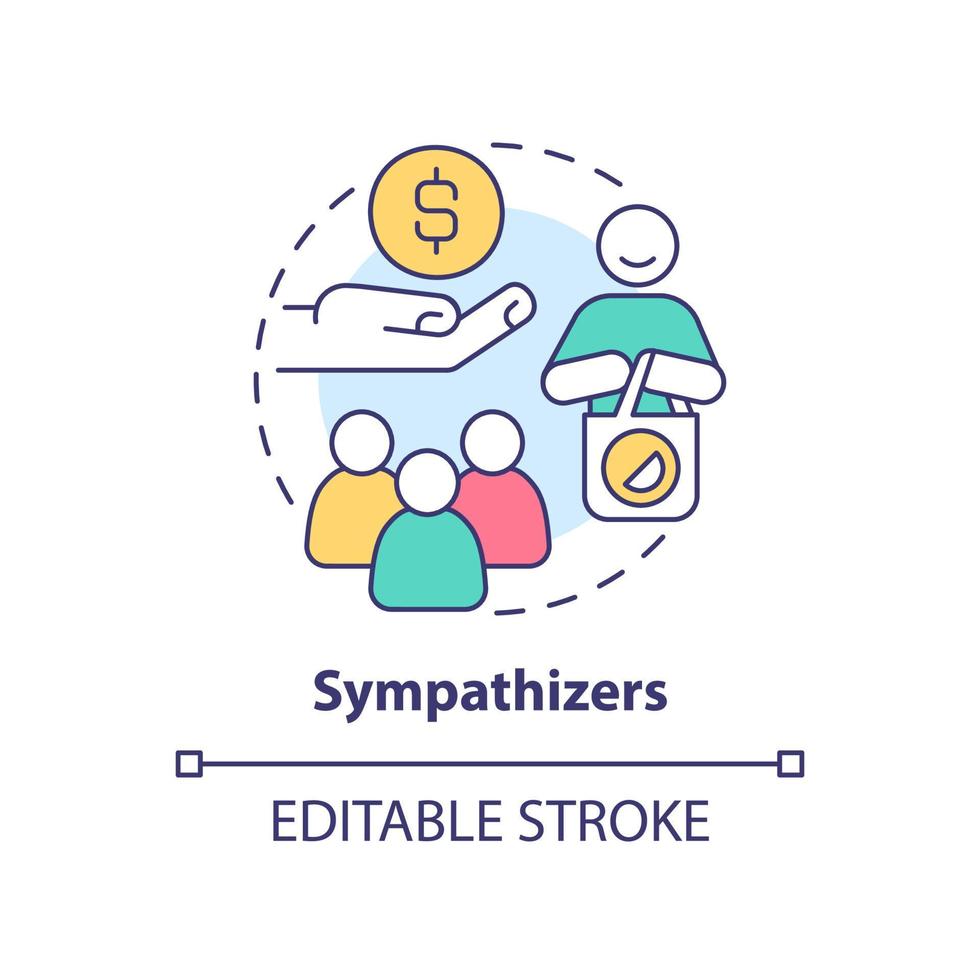 Sympathizers concept icon. Category of cooperative members abstract idea thin line illustration. Financial assistance. Isolated outline drawing. Editable stroke. vector