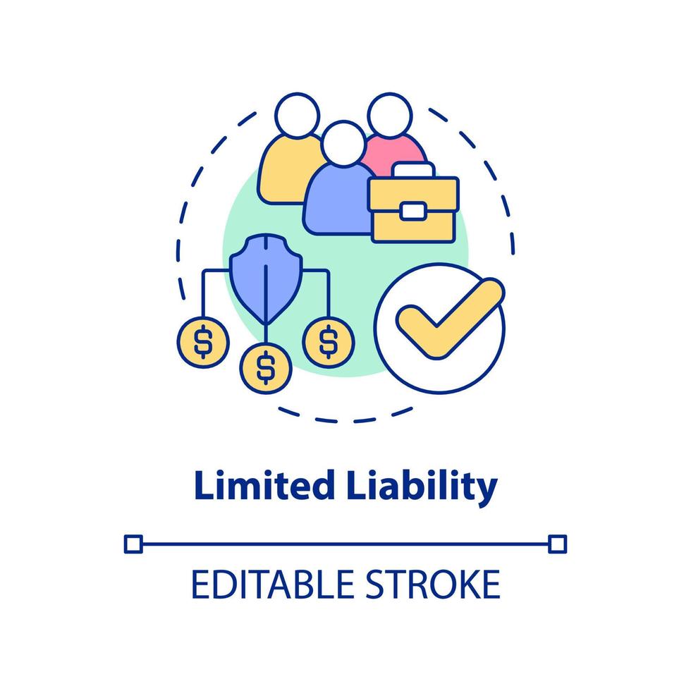 Limited liability concept icon. Cooperative society benefit abstract idea thin line illustration. Reduced risk to business. Isolated outline drawing. Editable stroke. vector