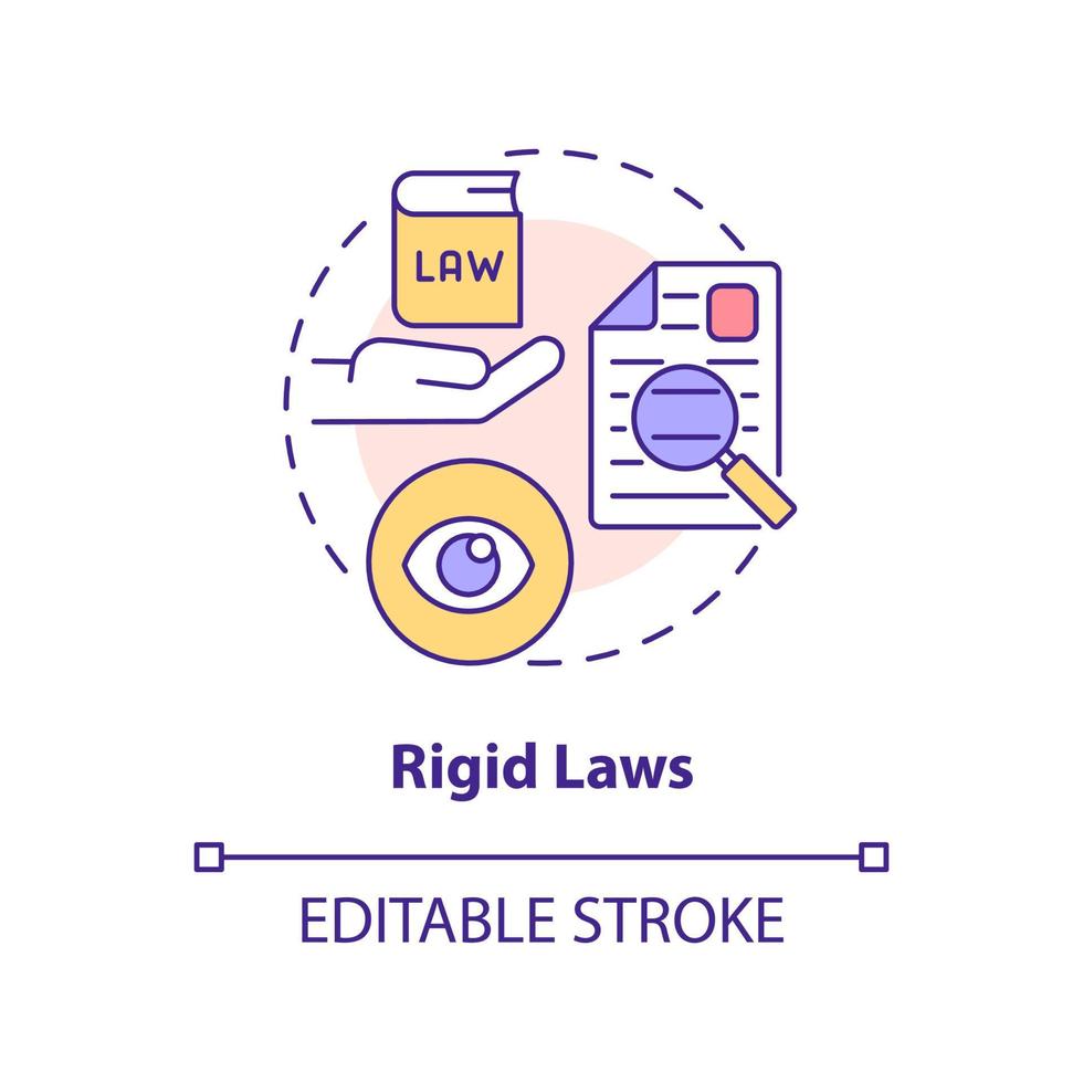 Rigid laws concept icon. Cooperative society disadvantage abstract idea thin line illustration. Rules and regulations. Isolated outline drawing. Editable stroke. vector