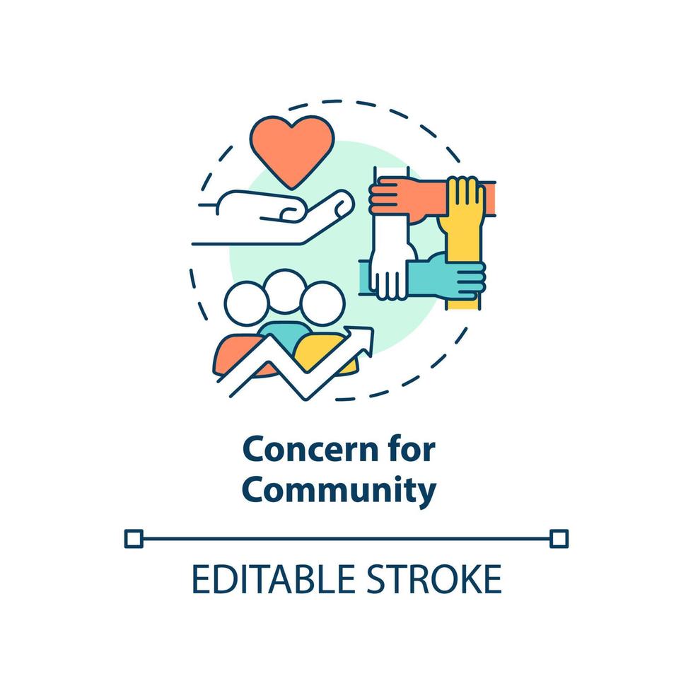 Concern for community concept icon. Cooperative principle abstract idea thin line illustration. Sustainable development. Isolated outline drawing. Editable stroke. vector