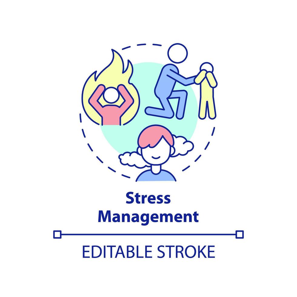 Stress management concept icon. Comfort child. Family relationships importance abstract idea thin line illustration. Isolated outline drawing. Editable stroke. vector