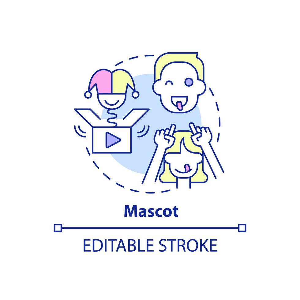 Mascot concept icon. Make everything joke. Child role in dysfunctional families abstract idea thin line illustration. Isolated outline drawing. Editable stroke. vector