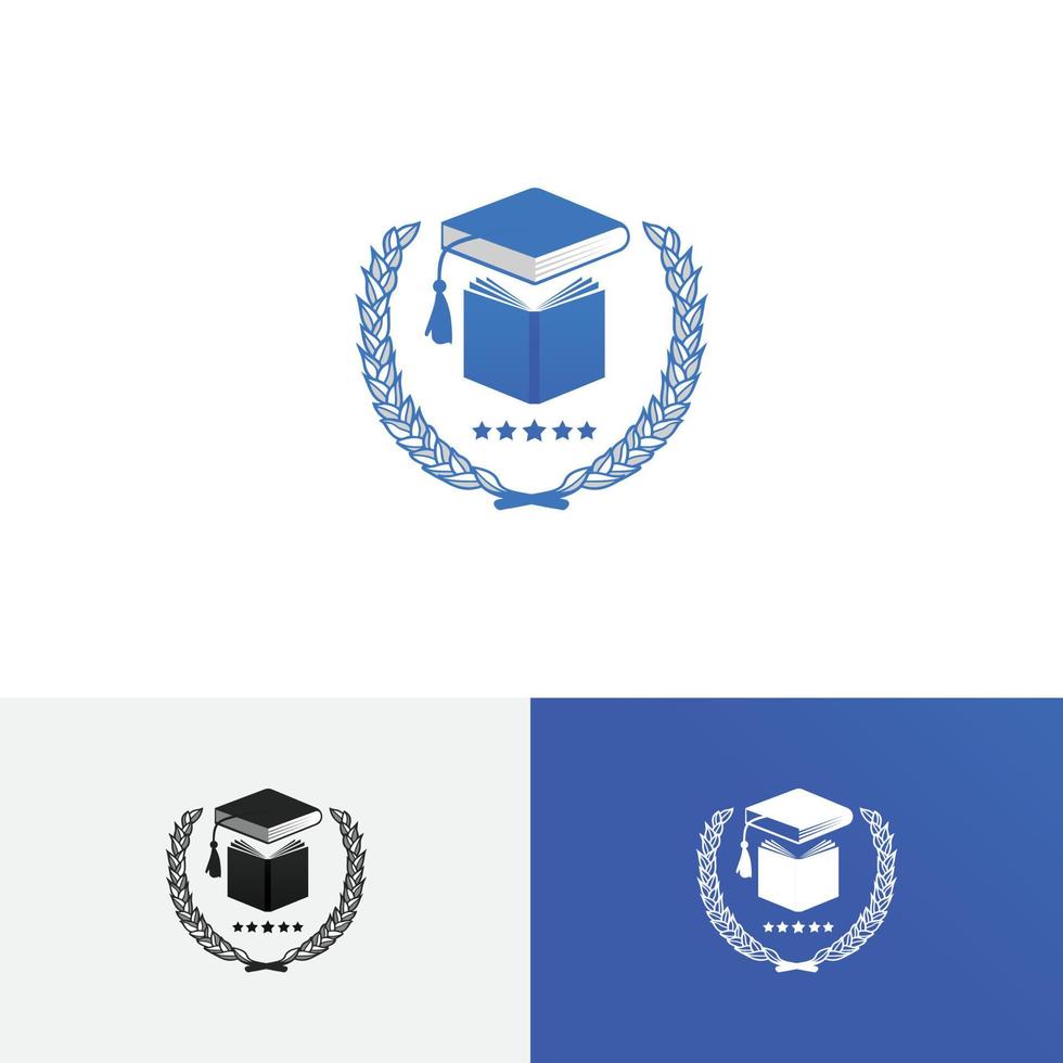 plantilla de logotipo de color azul de graduación de educación vector