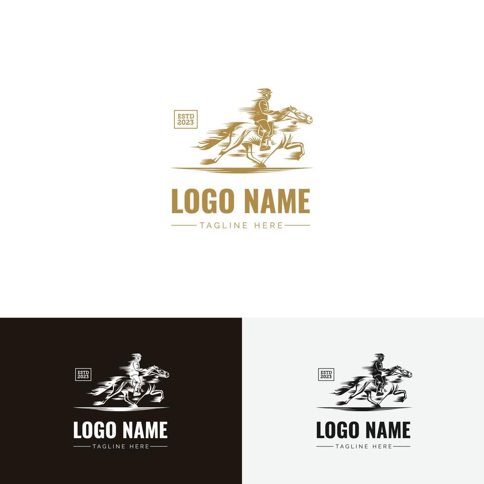 jinete corriendo más rápido logo estilo masculino elegante para su marca empresa producto color dorado vector