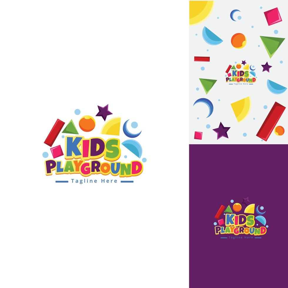 Kids Playground Kindgarten with Shapes Idea Logo Template vector