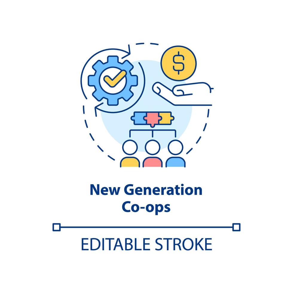 New generation co-ops concept icon. Offering value-added products abstract idea thin line illustration. Cooperative model. Isolated outline drawing. Editable stroke. vector