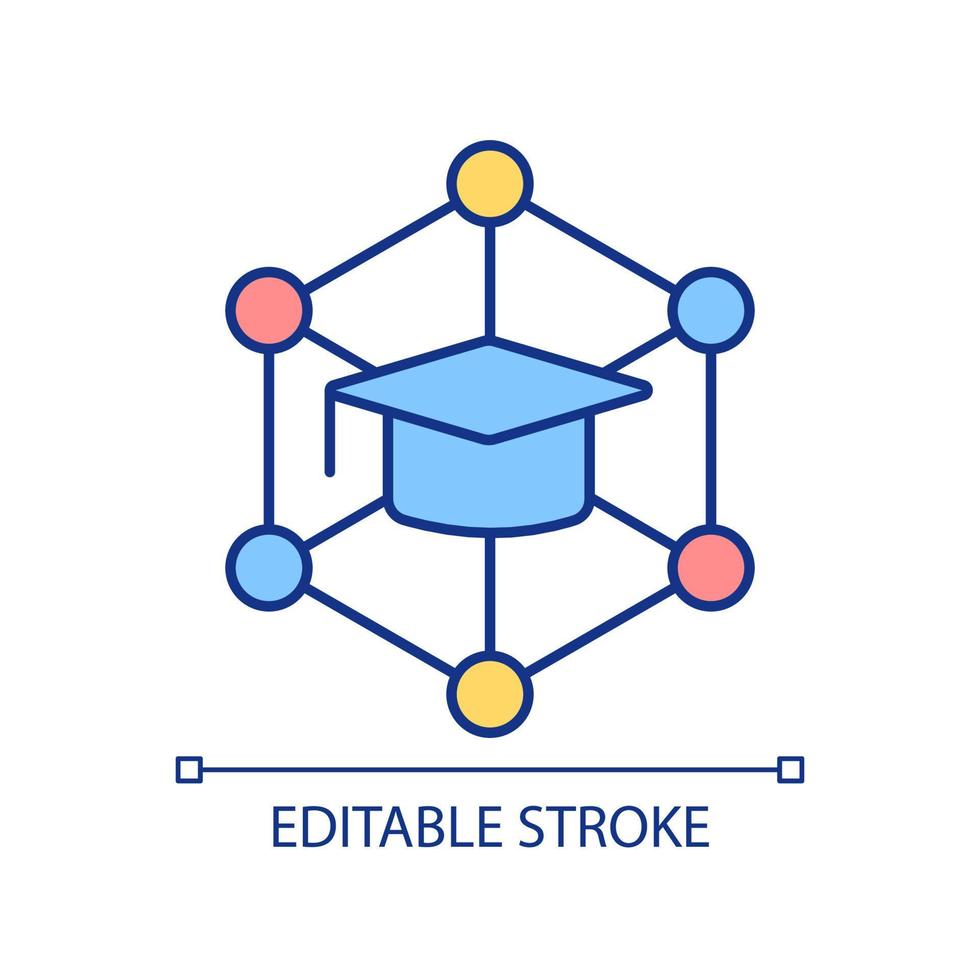 Expand opportunities for college student RGB color icon. Exploring learning preferences. Variety of programs. Isolated vector illustration. Simple filled line drawing. Editable stroke.