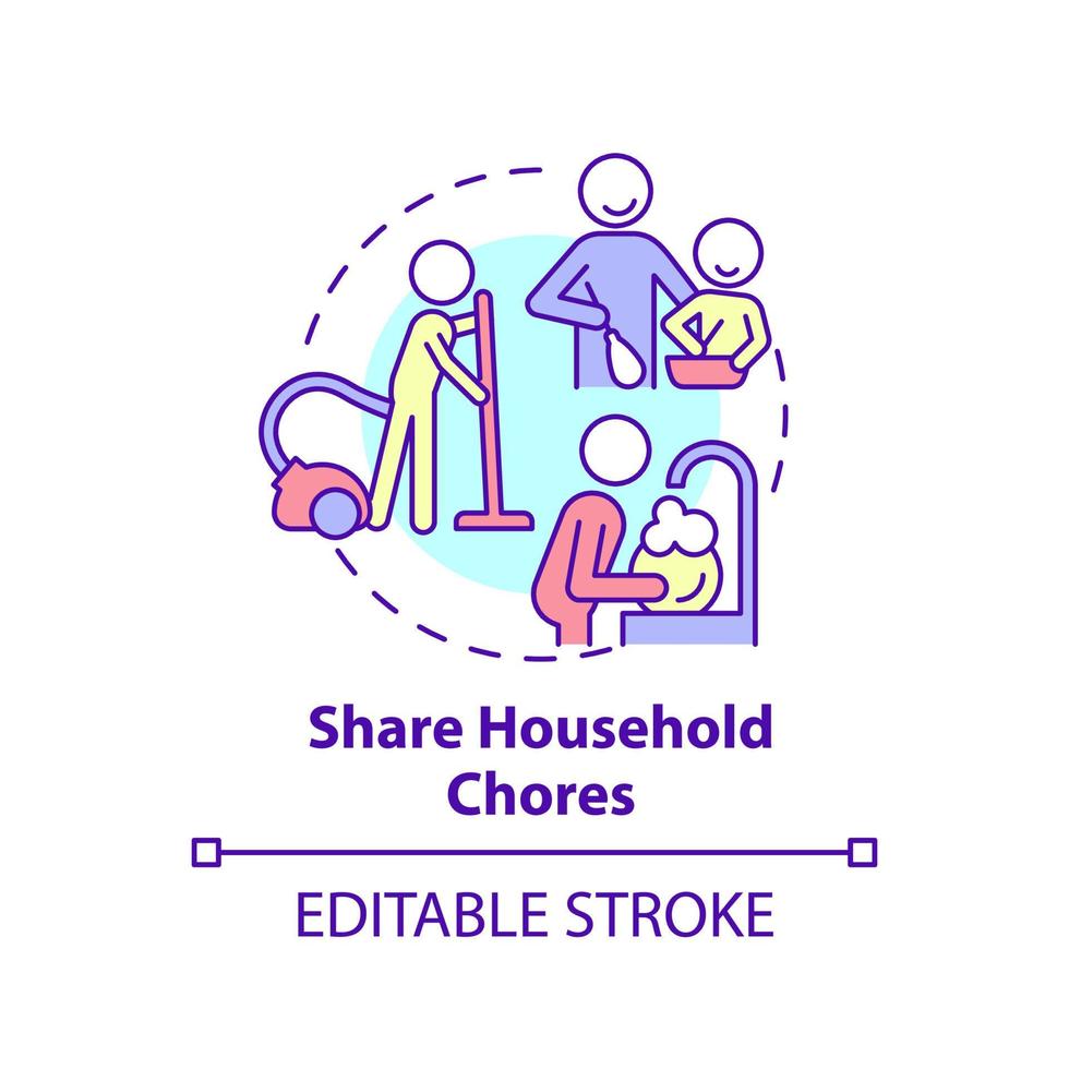 Share household chores concept icon. Home responsibilities. Encouraging teamwork abstract idea thin line illustration. Isolated outline drawing. Editable stroke. vector