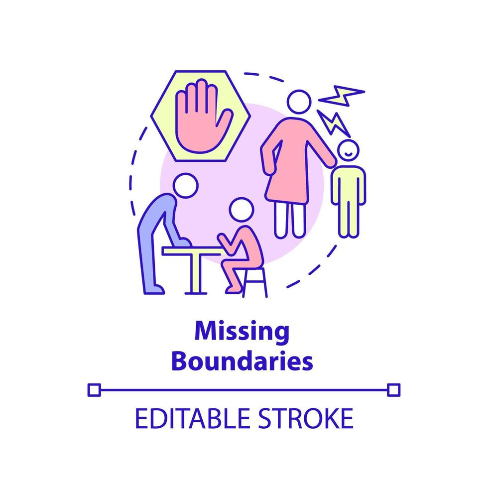Missing boundaries concept icon. Feature of dysfunctional families abstract idea thin line illustration. Isolated outline drawing. Editable stroke. vector