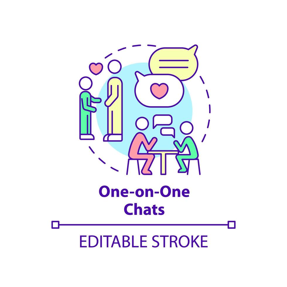 One on one chats concept icon. Individual relationship. Quality time together abstract idea thin line illustration. Isolated outline drawing. Editable stroke. vector