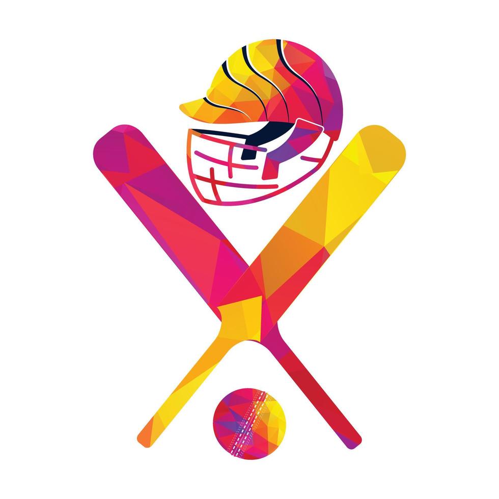 diseño del logotipo del vector del equipo de críquet. vector de cricket con elementos de diseño de casco de pelota de bate.