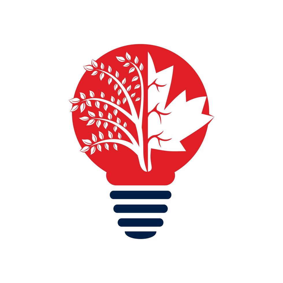 Maple leaf and tree vector design template. maple tree bulb lamp vector design template.