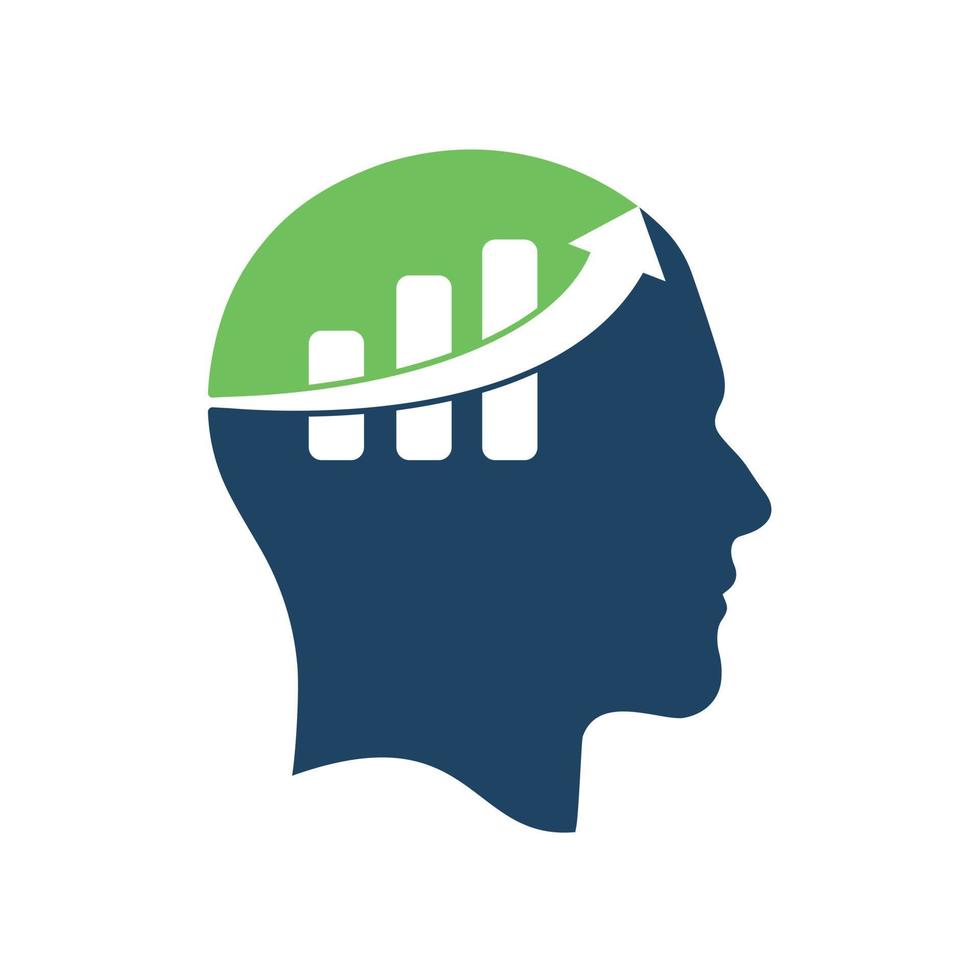 Human head with business growth vector design. Arrow going upwards in an human head. financial concept.