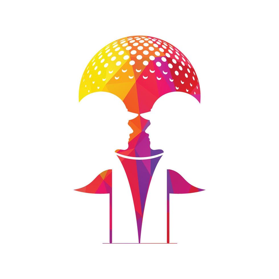 Golf players logo with elements of ball and flag design. Can be used for golf equipment companies vector