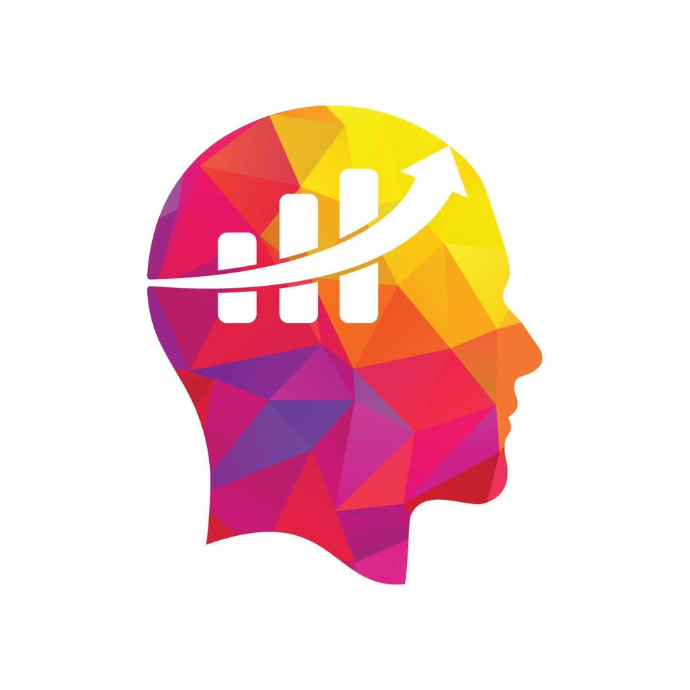 Human head with business growth vector design. Arrow going upwards in an human head. financial concept.