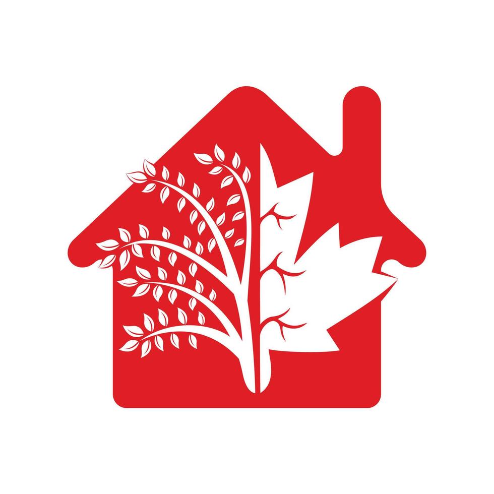 Maple leaf and tree vector design template. maple tree home vector design template.