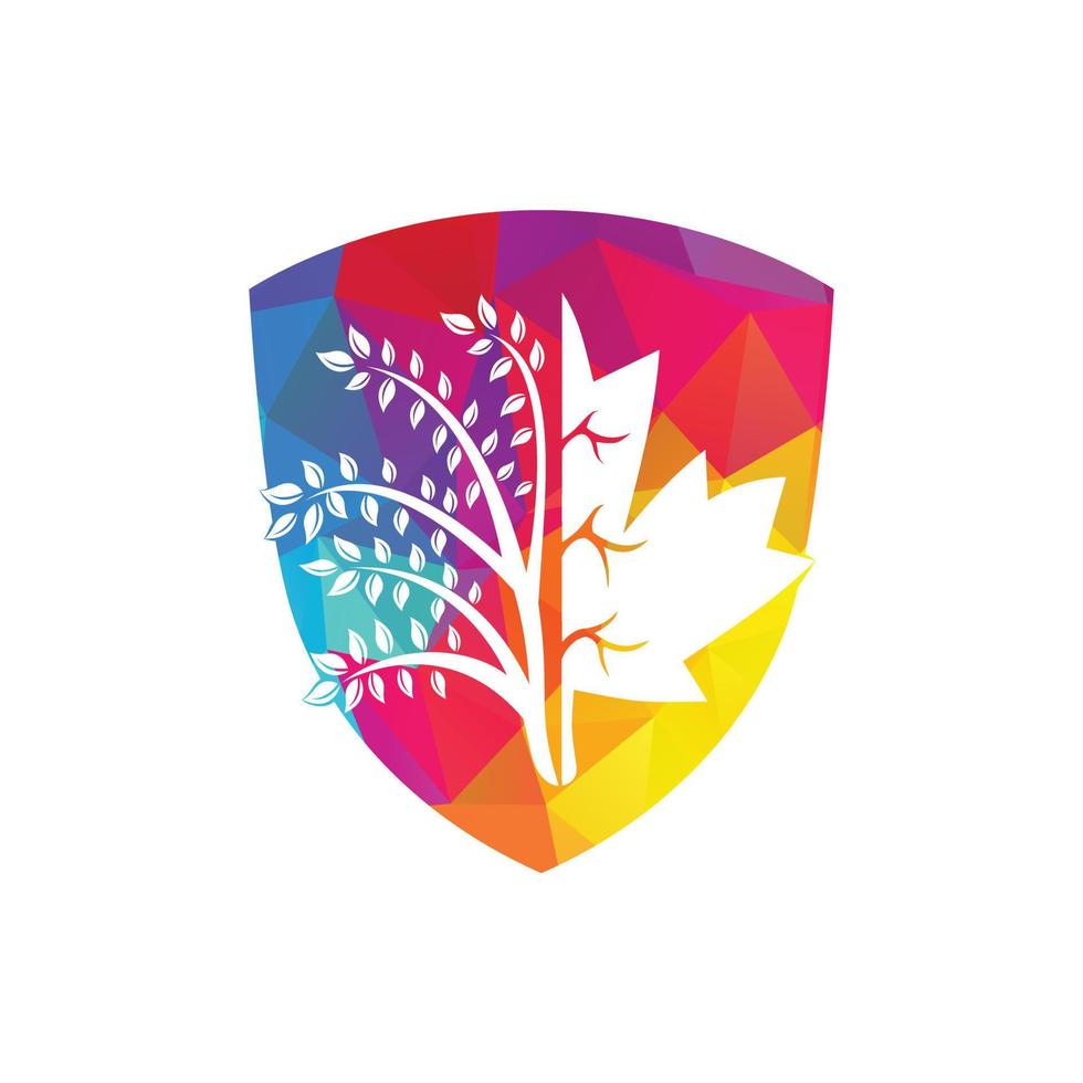 diseño de logotipo de árbol soplado y hojas de arce. signo comercial de canadá. vector