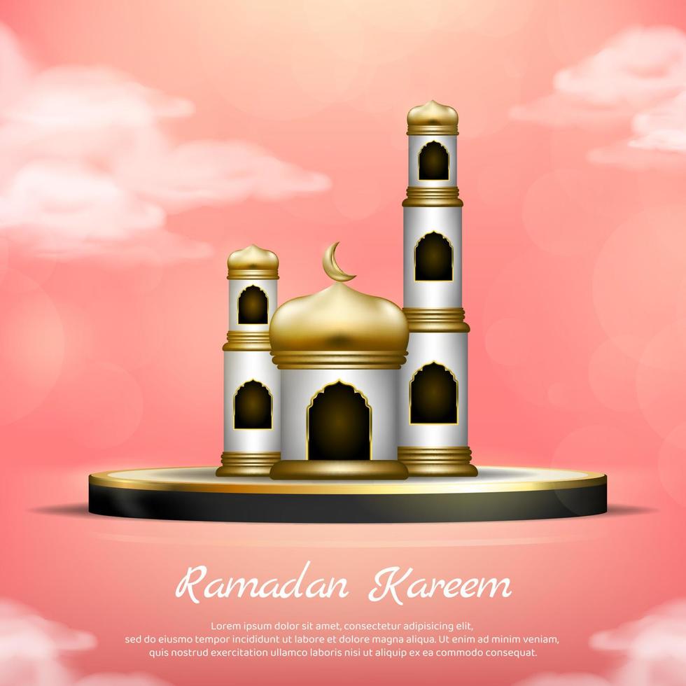 islamic podium background with arabesque element on 3d illustration vector