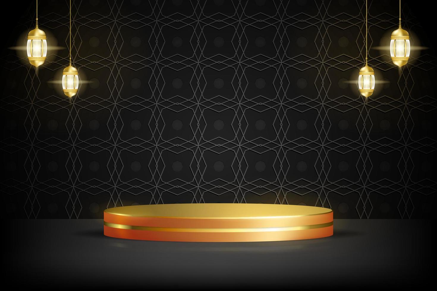 islamic podium background with arabesque element on 3d illustration vector