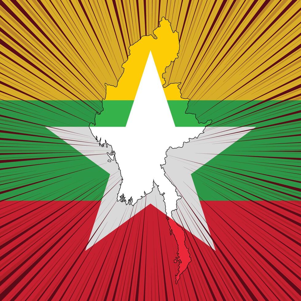 diseño del mapa del día de la independencia de myanmar vector