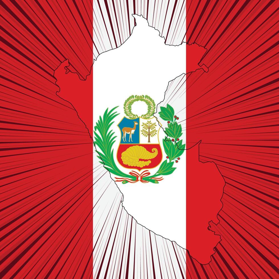 Peru Independence Day Map Design vector