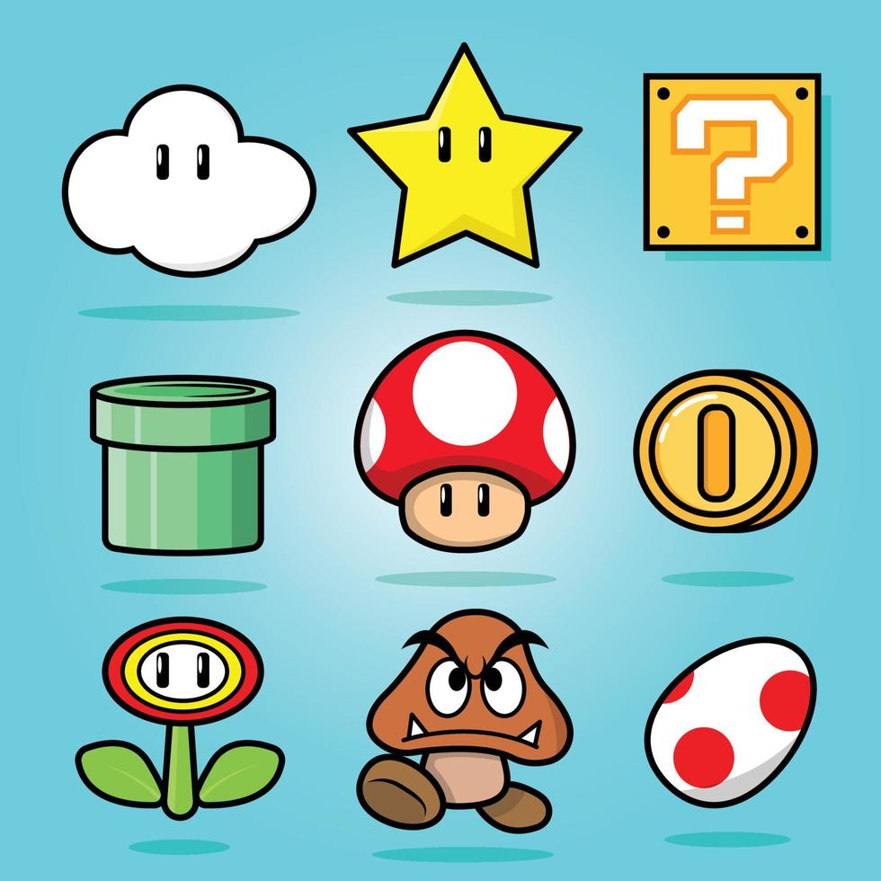 set of character mario vector