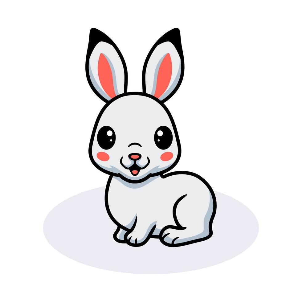 Cute little white rabbit cartoon vector