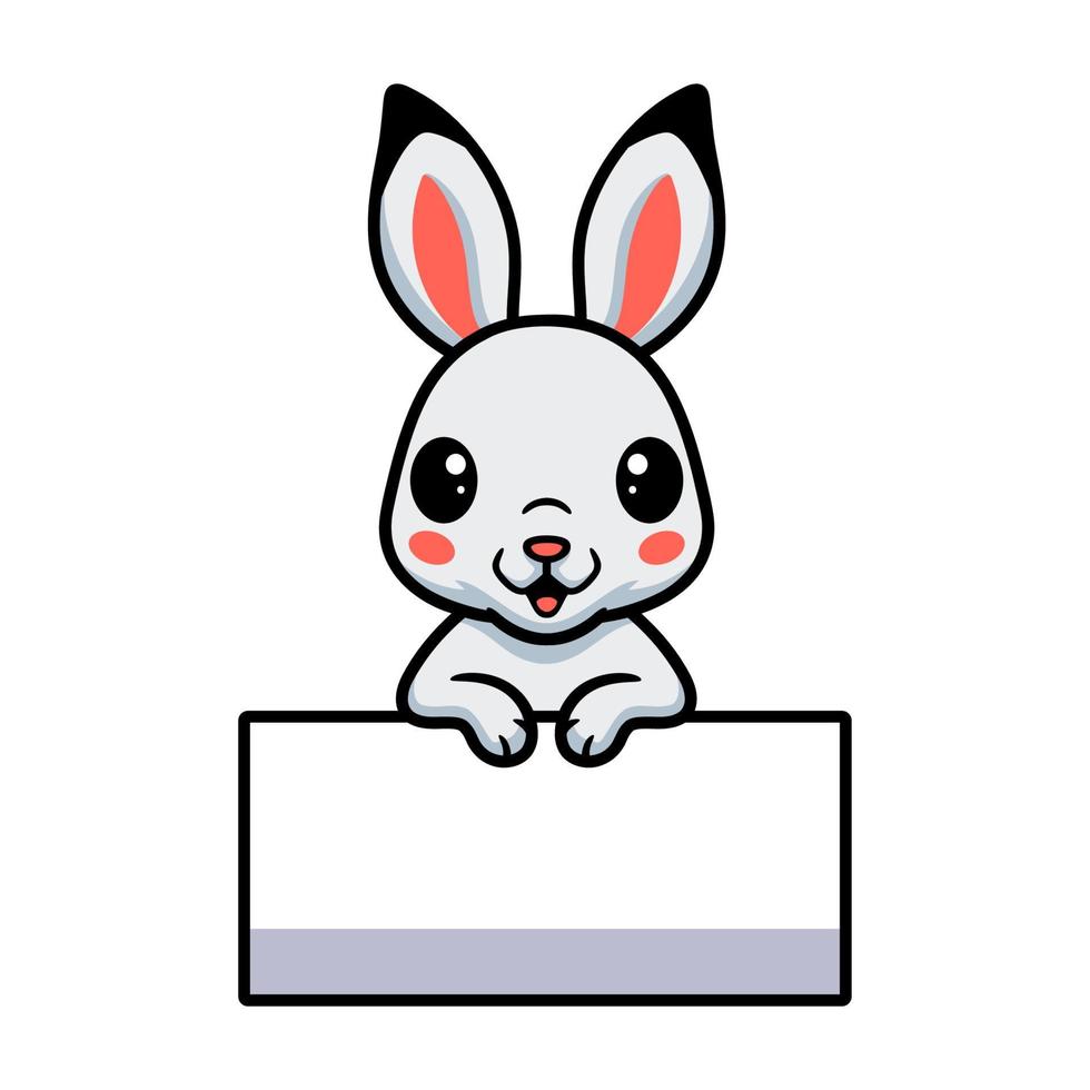 Cute little rabbit cartoon with blank sign vector